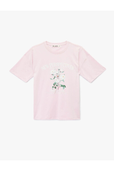 Koton Tricou de damă roz oversize cu imprimeu floral 6SAL10106IK