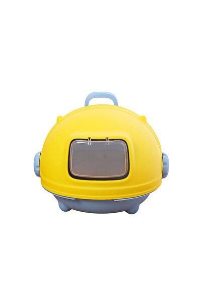 PADO صندوق فضلات القطط على شكل سفينة فضائية، 55.4 × 49 × 41.7 سم - أصفر