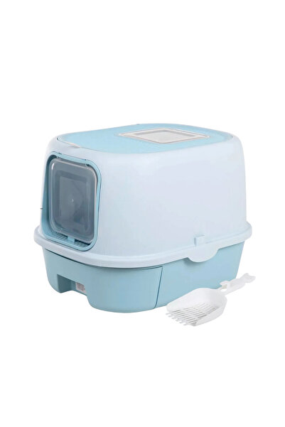 PADO Jumbo Cat Litter Box 40*39*52Cm-Blue
