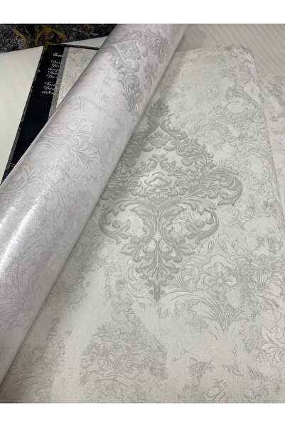 KOÇ YAPI DEKOR Tutkal hediye 16m2 ithal kabartmalı simli beyaz üzeri gri dama...