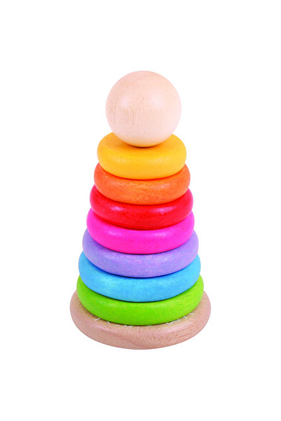 BIGJIGS Toys Wooden Pyramid - Rainbow