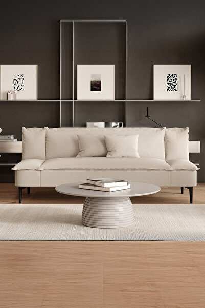 Enza Home Passa Keten Dokulu 3'lü Yataklı Koltuk