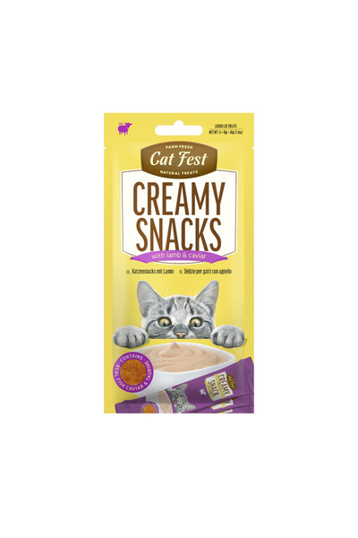 Cat Fest وجبات خفيفة كريمية - لحم ضأن مع كافيار 4 × 10 غرام