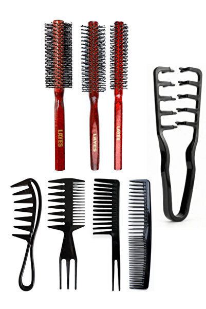 Layes Professional 3-Piece Men's Combing and Blow-Drying Brush Series + 5-Pie...
