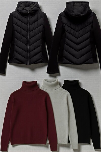 legends butik 4-Piece Set of Transitional – 3 High-Collar Knitwear Pieces and...