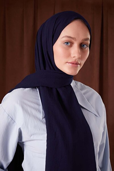 Levidor Koyu Lacivert Düz Luna Cotton Şal