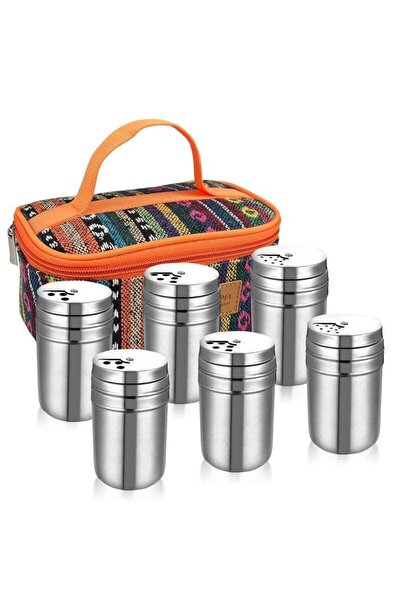 Arabest 6Pcs Stainless Steel, Camping Kit with Travel Bag, Salt and Pepper Sh...