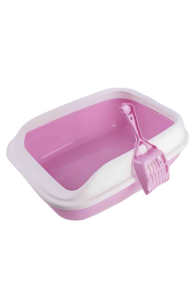 PADO صندوق فضلات القطط العادي مع مغرفة 49×36×17 سم - وردي