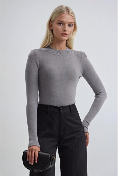 Lijuri guler rotund Pulover tricotat crop 1405