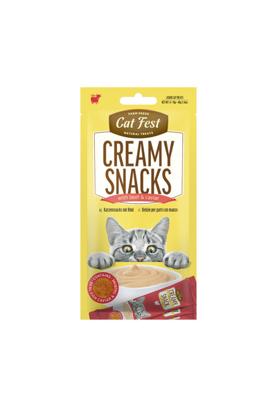 Cat Fest وجبات خفيفة كريمية - لحم بقري مع كافيار 4 × 10 غرام