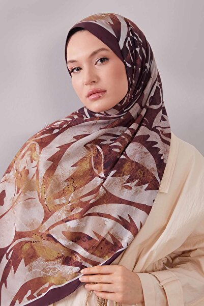Levidor Chocolate Brown Geometric Pattern Moos Chrep Shawl