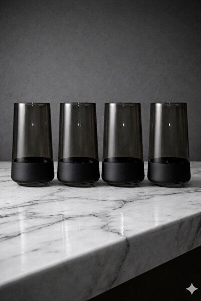 silvia home decor Black 4’lü Meşrubat Bardağı Seti Siyah 390 cc