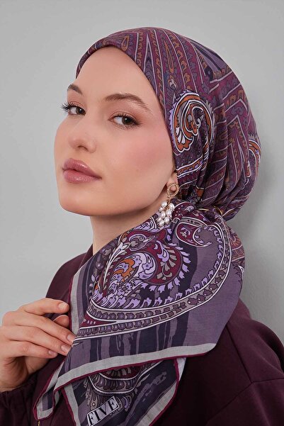 Levidor Purple marbled pattern silk cotton scarf