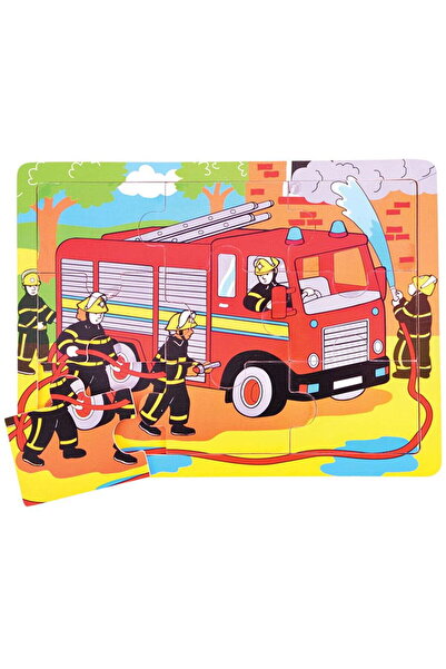 BIGJIGS Toys Wooden puzzle - Firefighters on a mission (9 pieces)