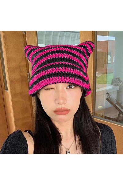 BALİNA Striped Frog Ear Detailed Knitted Cutie Beanie