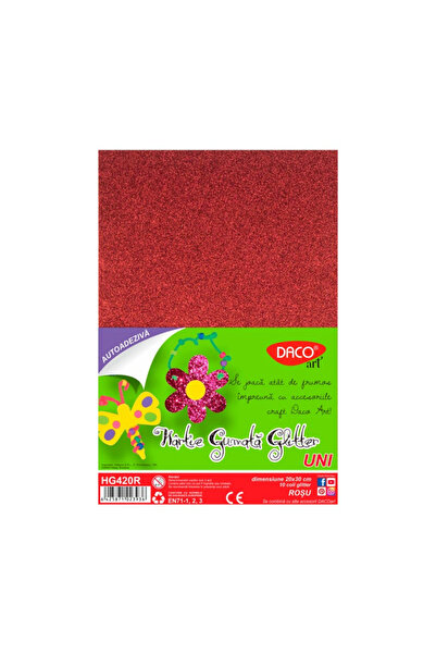 daço Hartie Gumata Autoadeziva Glitter 20X30CM, 10 coli, Daco (HG420R)