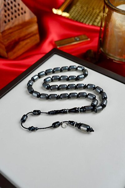 dergah tesbih Şükrü Baba Premium Series Silver Chakım System Design Ebony Woo...