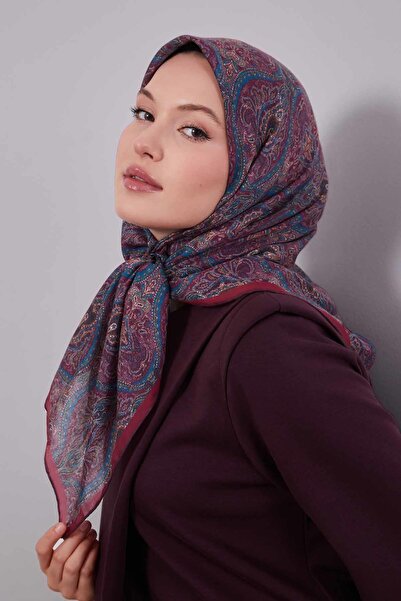 Levidor Red Tile Pattern Silk Coton Scarf