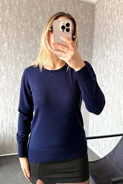 ModaPlaza Women's Top with Pompom Patterned Sweater 4157