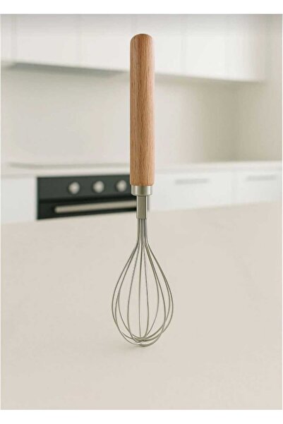 elfnur Steel Whisk with Wooden Handle - Egg and Sauce Whisk, Kitchen Whisk, W...
