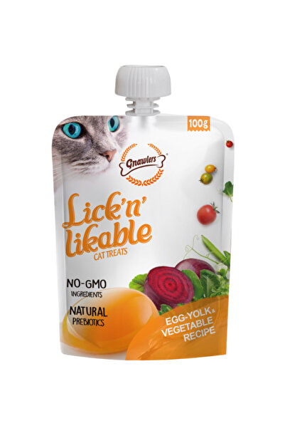 Gnawlers مكافآت القطط اللذيذة ليك آند ليكابل 100 غرام - صفار البيض والخضراوات
