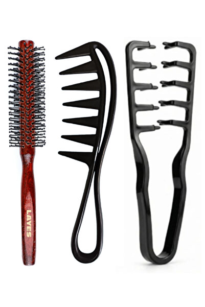 Layes Professional Men's Combing and Blow-Drying Brush Series + 2-Pack Stylin...