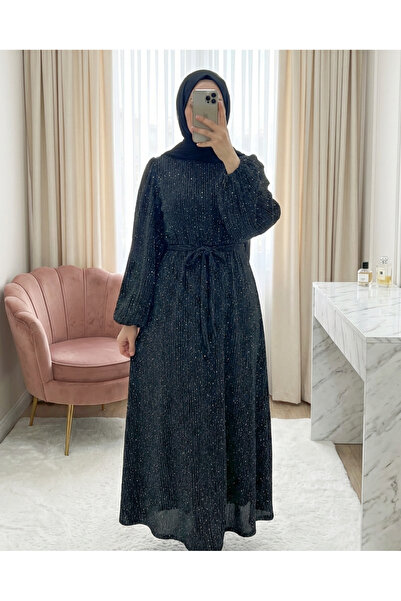 HİJABAYA Φόρεμα με γιακά, ζώνη και πέτρινη επένδυση