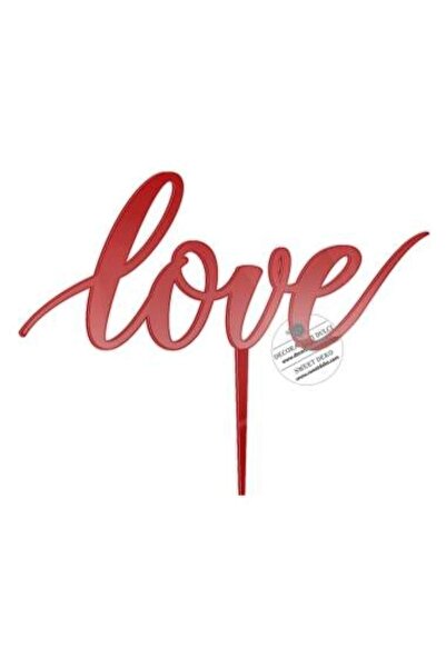 Decoratiuni Dulci Topper pentru tort LOVE caligrafic - Rosu