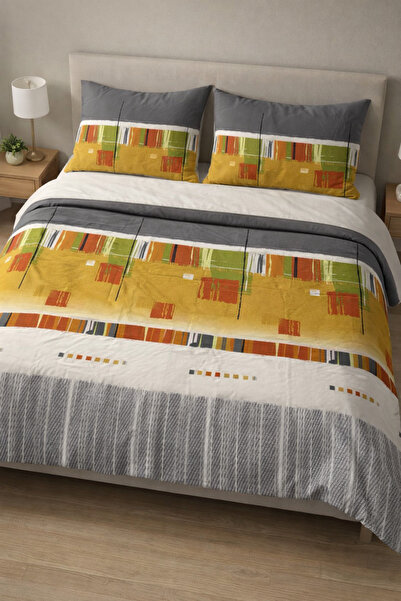 LADYNİL Geometric Pattern Double Duvet Cover Set 100% Cotton – Soft Texture -...