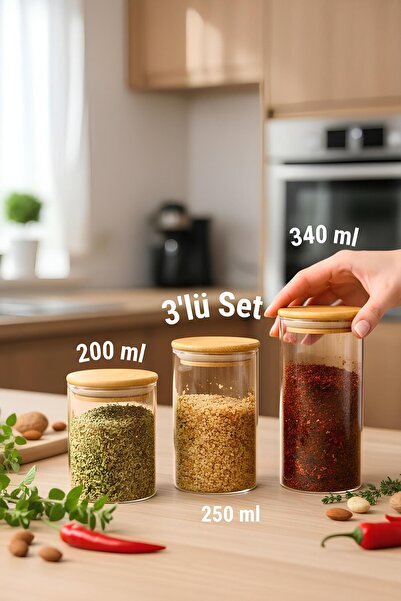 Tutku Home 3'lü Yuvarlak Kavanoz Seti 200-250-340 ml