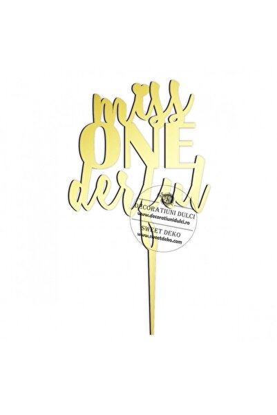 Decoratiuni Dulci Topper Miss ONEderful, plexi - Auriu oglinda