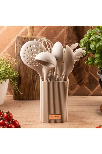 Klausberg Kitchen utensil set, 12 pieces, beige silicone,