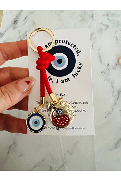 Talia&Talia Nazar Beaded Pomegranate Keychain – Red String Evil Eye Symbol of...