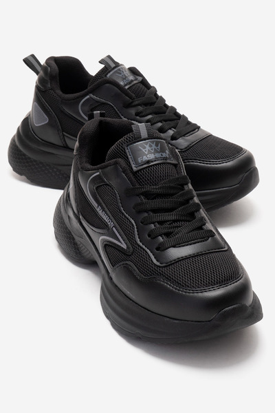 CCWAY AYAKKABI Side Patterned Anorak Women's Sports Shoes Black Black