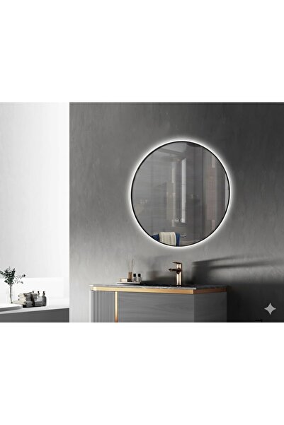 Fresh Colour Oglinda de baie cu LED LINES Black 60cm, cu rama subtire neagra,...