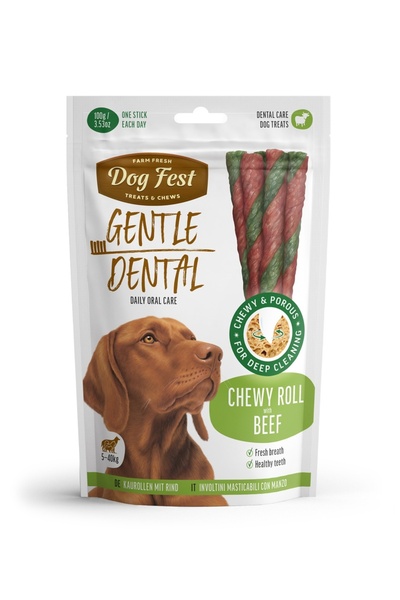 Dog Fest مكافآت أسنان للكلاب البالغة - لفائف مضغ - لحم بقري 100 غرام