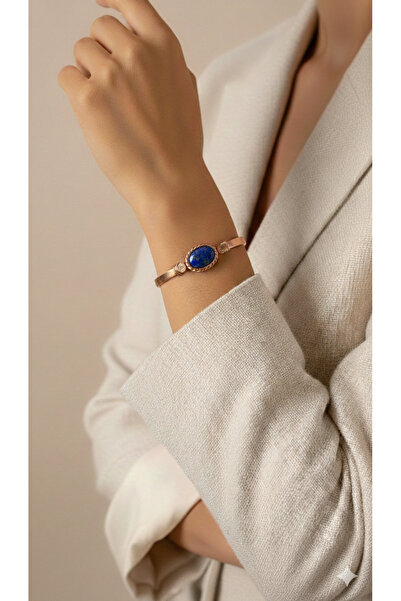 Süspüs Accessories سوار نحاسي مسطح مرصع بحجر اللازورد