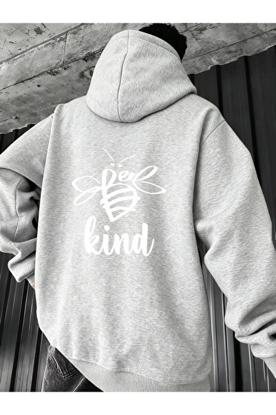 ALEYZA MODA Unisex Bay/ Kind Back Print Oversized Hooded Sweatshirt