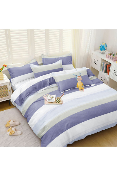 OEM Lenjerie de pat cu elastic pentru pat dublu 2 persoane, 4 piese, Finet, D...