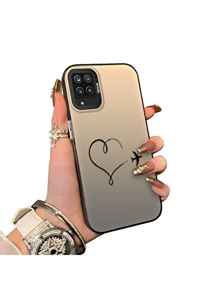 ucuc Samsung Galaxy A12/M12 Uyumlu Sert Akrilik Arka Silikon Kenar Lens Korum...