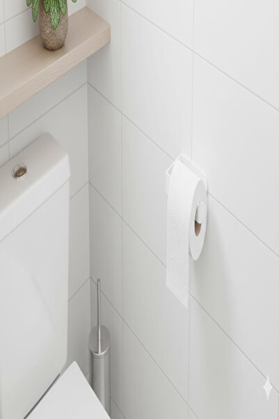 UG Home White Lamalı Adhesive Toilet Paper Holder Wc Paper Holder Toilet Pape...