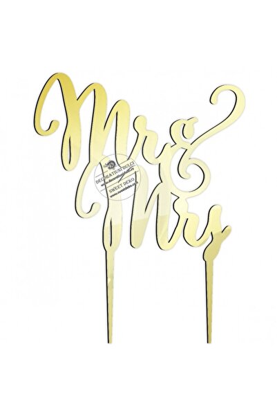Decoratiuni Dulci Topper plexi text mr&mrs - Auriu oglinda