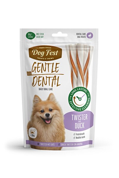 Dog Fest مكافآت أسنان للكلاب البالغة - تويستر - بطة 80 غرام (9 سم)