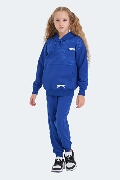 Slazenger Lisey in Unisex Kids' Hooded Indigo Tracksuit Set with Kangaroo Poc...