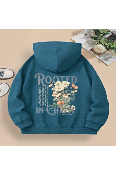 MARKATEM Kapsonlu 3-Thread Cotton Rooted Print Sweatshirt