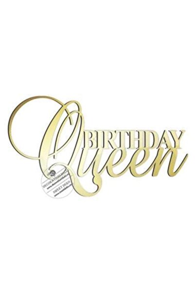 Decoratiuni Dulci Topper pentru tort Birthday Queen - Auriu oglinda