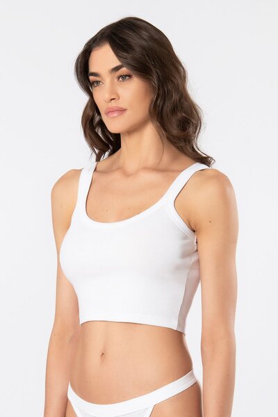 TÜREN Women's Strappy Ribbed Crop Tank Top