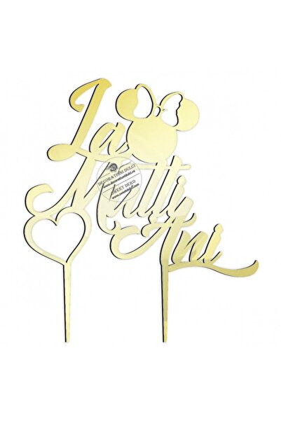 Decoratiuni Dulci Topper tort pentru fetite, la multi ani! - Auriu oglinda