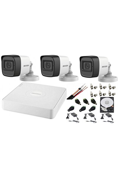 Hikvision Audio-Video Surveillance System 3 Cameras Turbo HD 2MP DVR 4 Channe...