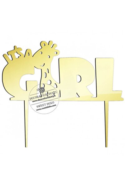 Decoratiuni Dulci Plexiglass topper, It's a girl - Mirror gold
